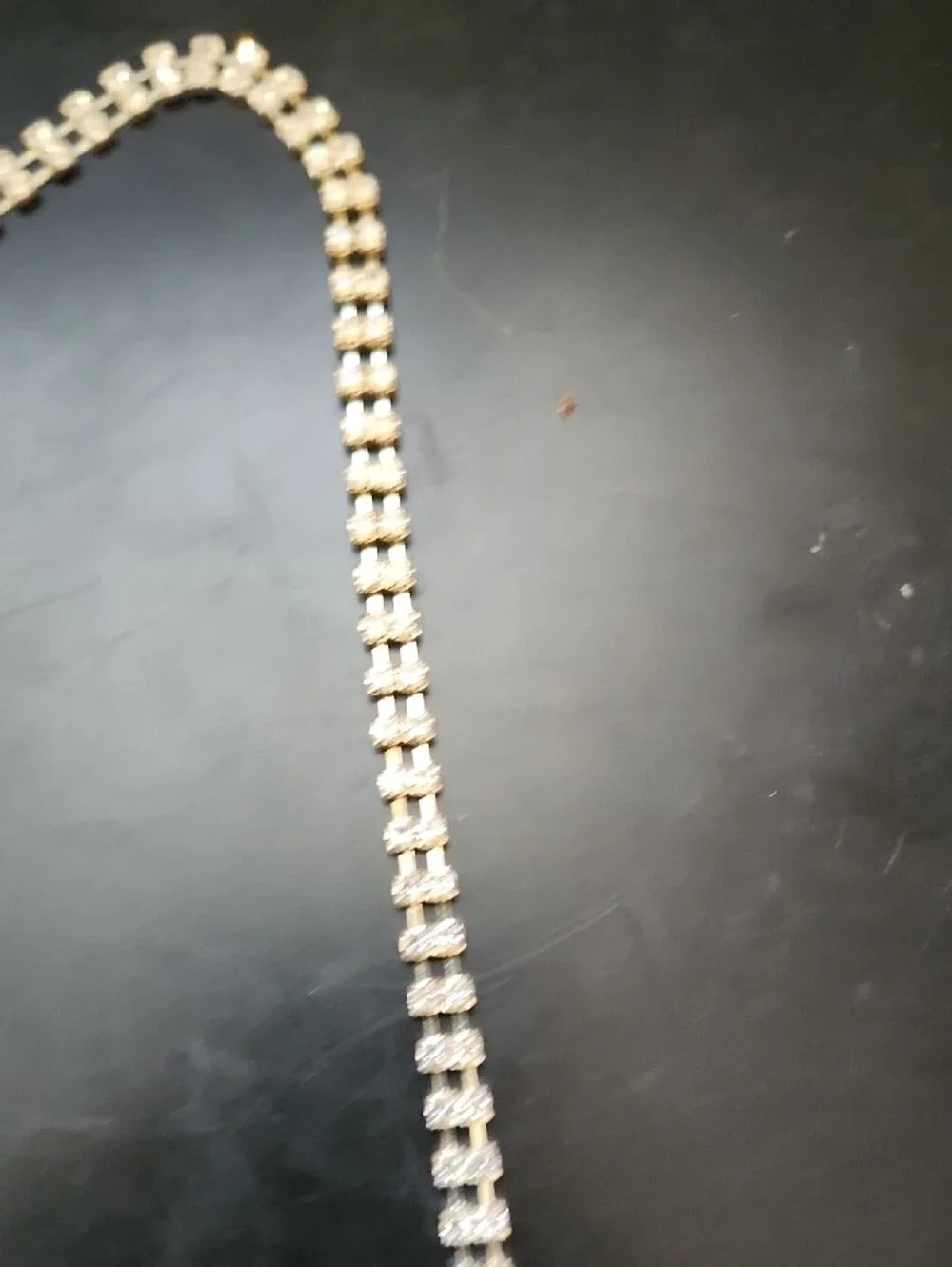 Rhinstone And Silver Tone Chain Belt Max Length 42